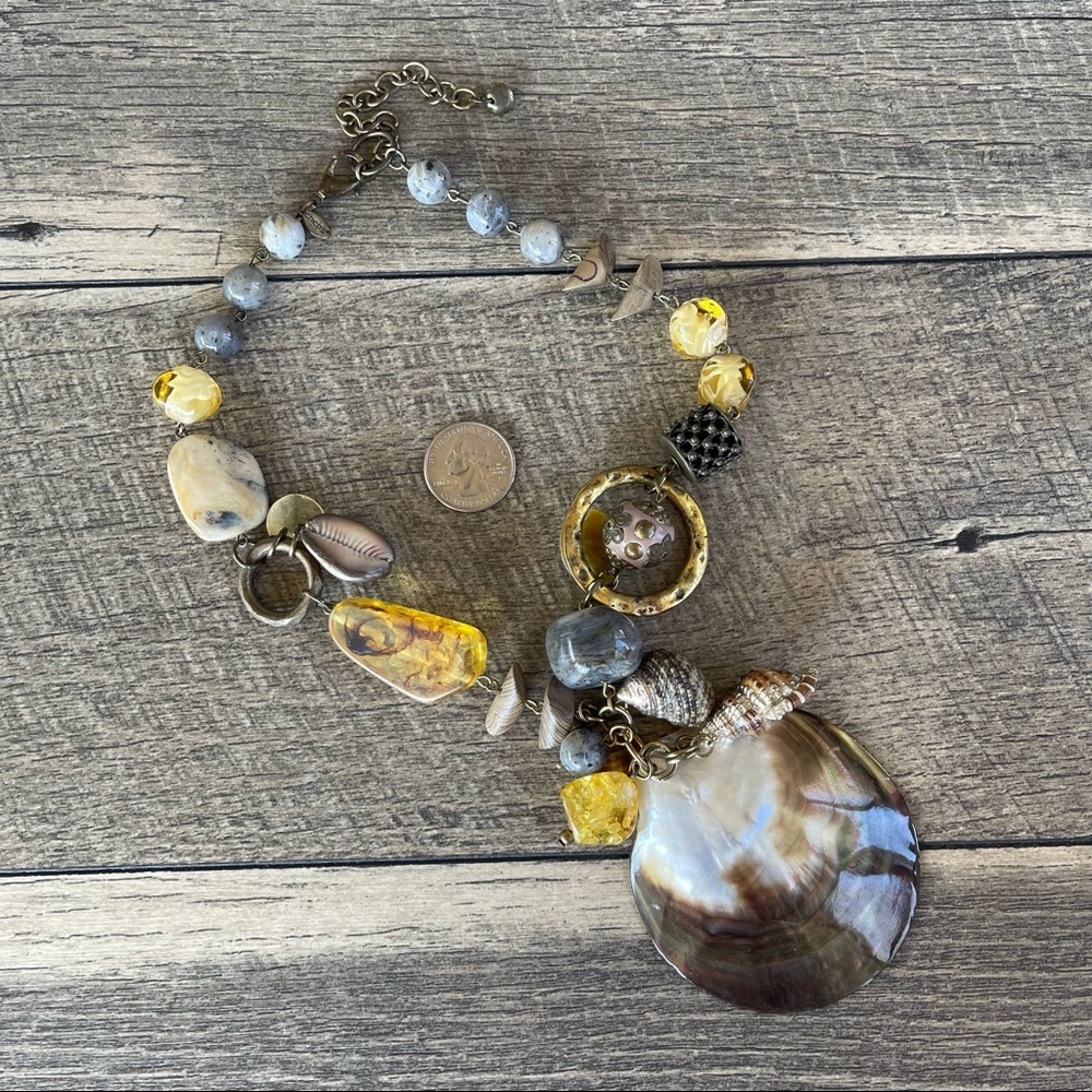 Chico’s Large Shell Pendant Statement Necklace - image 8